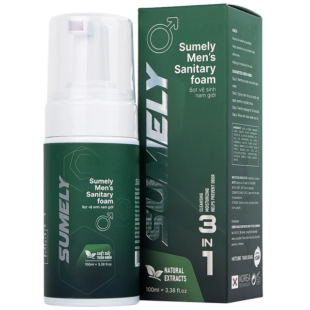 bọt vệ sinh nam sumely men's sanitary foam làm sạch, khử và ngăn mùi, hương thơm mát (100ml)