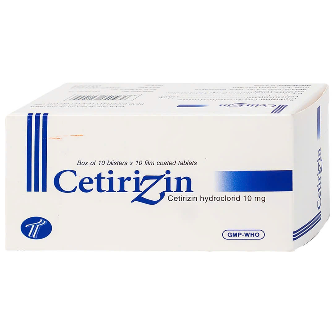 thuốc cetirizin 10mg trường thọ trị ngứa ngoài da do dị ứng (10 vỉ x 10 viên)